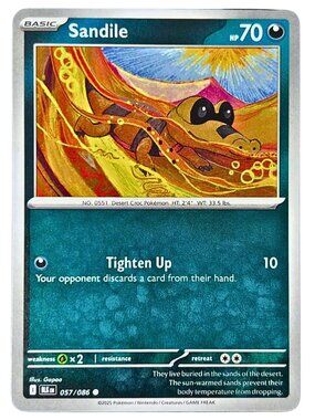 Sandile 057/086 Common Normal Black Bolt Pokemon Card